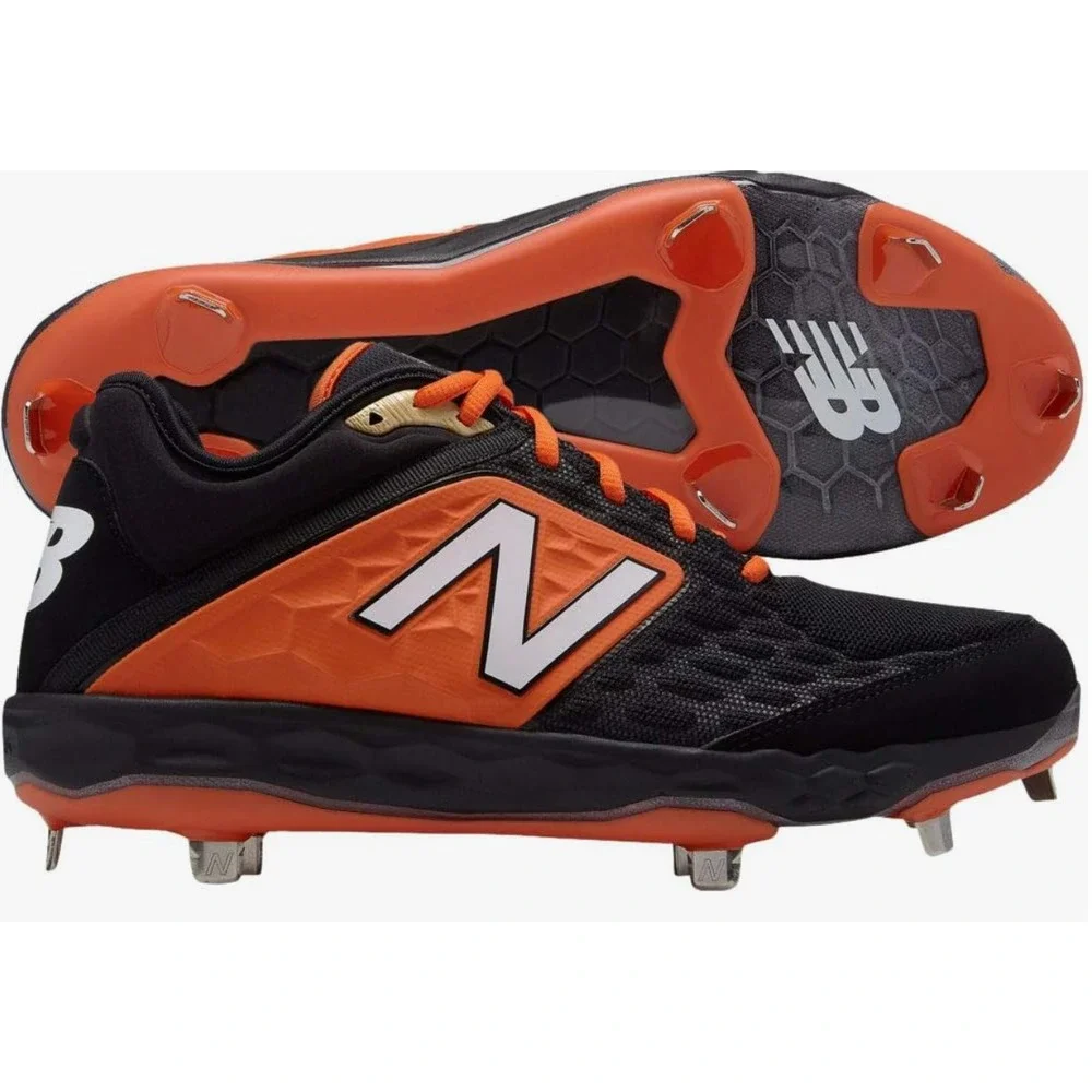 New Balance Mens 3000 V4 Metal Baseball Cleats Black/Orange NIB - Size 16 X-Wide